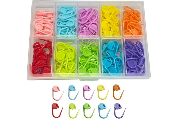 Meikeer 150PCS Locking Stitch Markers with Storage Box, 10 Colors | Smooth Snag-Free Plastic Locking Clips for Knitting, Crochet, Sewing & DIY, Home & Travel, Beginners & Adults, 0.86x0.38in