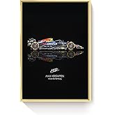 WOOTONG F1 Racing Car Posters, Masters Driver Printing - Sports Car Posters - Racing Art, Youth Room Decoration, Dormitory Decoration (Golden Frame 12x16)