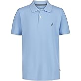 Nautica Boys' Short Sleeve Anchor Polo, Button Closure, Soft & Comfortable, Pique Fabric