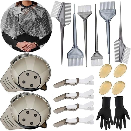 Amazon Com Hair Dye Brush And Bowl Set 20 Pieces Hair Dye Kit Including Hair Color Brush And Bowl Set Hair Dye Gloves Ear Cover For Hair Coloring Bleaching Diy Salon And