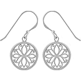 Boma Jewelry Sterling Silver Circle Lotus Flower Dangle Earrings