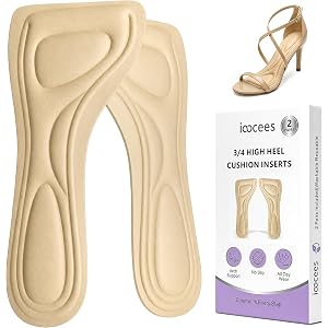 ioocees 3/4 Wedding Shoe Inserts for Women, Heels & Sandals, 2 Pairs | Soft arch support and no-slip cushioning for wedding h