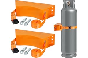 LrqzHsyl 2PCS Propane Tank Holder Propane Tank Mount Gas Cylinder Holder Durable ABS Gas Cylinder with Screws and Safety Chain Supported 4"-12",Supported 59inch ,for Cylinder Pack of 2(Orange)