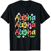 Cute Aloha Hawaiian Summer Vacation Hibiscus Women Kids Girl T-Shirt