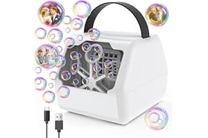 P PANACARE PANACARE Automatic Bubble Machine for Kids Portable Bubble Blower 400ml Super Tank/Bubbles in Bubbles/8000+ Bubbles Per Minute/Handle Bubble Maker Toys for Wedding Party Birthday Gifts