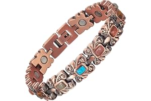 EnerMagiX Copper Bracelets for Women Men, 99% Pure Copper Adjustable Colored Turquoise Bracelet, Healthy Jewelry Gift (Color)