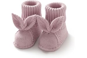 Wugugu Baby Booties Newborn First Walkers Soft Knit Boots Warm Knitted Crib Shoes for Boy Girl Crochet Infant Sock