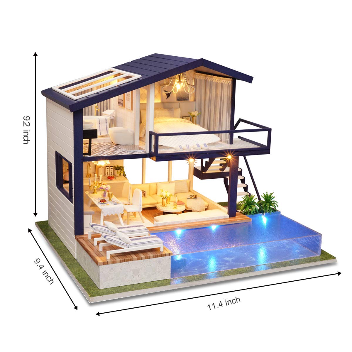 GuDoQi DIY Miniature Dollhouse Kit, Tiny House kit with Music, Miniature House Kit 1:24 Scale, Great Gift for Birthday Easter Day, Time Apartment