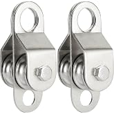 SHINICO Double Pulley Block Small Snatch Cable for 0.23Inch/6mm Wire Rope, Pulley Wheel Bearing Inside, 2Pack