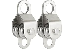 SHINICO Double Pulley Block Small Snatch Cable for 0.23Inch/6mm Wire Rope, Pulley Wheel Bearing Inside, 2Pack