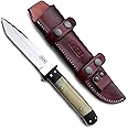 GCS Handmade Bone Handle D2 Tool Steel Tactical knife for Hunting Camping and Bushcraft with leather sheath & Full tang blade designed for Hunting & EDC GCS 15