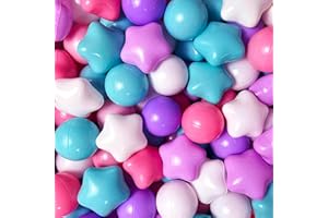 Lovgrils Purple Ball Pit Balls Star 50 - Colorful Star and Round Set, Play Balls Soft Plastic Balls for Toddlers Baby Kids, BPA Free Phthalate Free Non-Toxic, 2.2 Inches