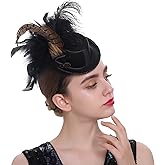 LATIMOON Fascinators Hat for Women Tea Party Headband Mini top Hats Cocktail Flower Mesh Feathers Hair Clip