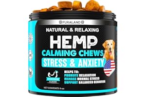 FURALAND Hemp Calming Chews for Dogs with Anxiety and Stress - Dog Calming Treats - Storms Barking Separation - Valerian Root - Hemp Oil - Dog Anxiety Relief - Calming Treats for Dogs - Made in USA - 120 Chews