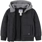 OSHKOSH B'GOSH Boys Quilted Midweight Full Zip Jacket with Sweatshirt Hood | Brushed Fabric with Stitched Detailing, Soft Light Plush Coverage, Easy Fall Layering Over Jeans or Joggers