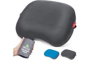 Hikenture Camping Pillow Ultralight, Inflatable Pillow with Removable Cover, Compact Portable Camp Pillow, Ergonomic Blow Up 