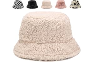 Gadfary Bucket Hat Women Furry Fuzzy Bucket Hats for Ladies, Winter Warm Fluffy Plush Faux Fur Hat for Women