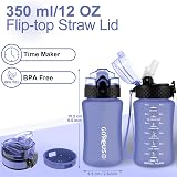 GOPPUS 350ml Kids Water Bottle with Straw Leakproof Flip Top BPA Free Purple view 5