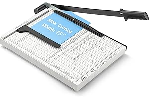 Ecraft 15" Guillotine Paper Cutter : Heavy-Duty Steel Base, 15-Sheet Capacity, Automatic Clamp, Safety Lock & Magnetic Guide - Precision Paper Trimmer for Office and Crafts