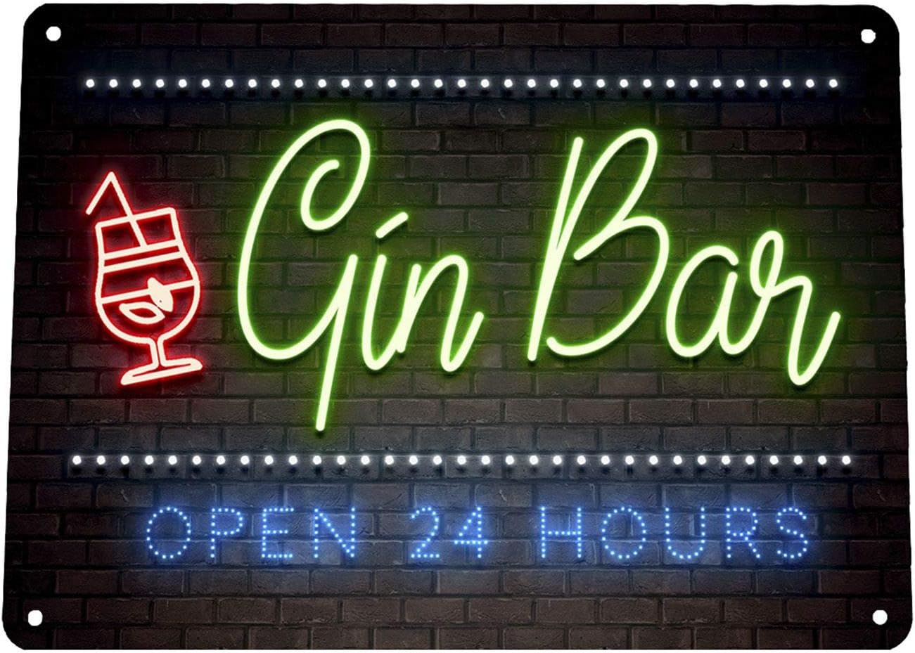 Artylicious Gin Bar Sign – Neon Lights effect Metal Sign wall art Bar