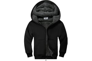 SWISSWELL Unisex Boys Girls Fleece Hoodie Sherpa Lined Jacket Zip Up Hooded Sweatshirt Winter Outerwear for Kids