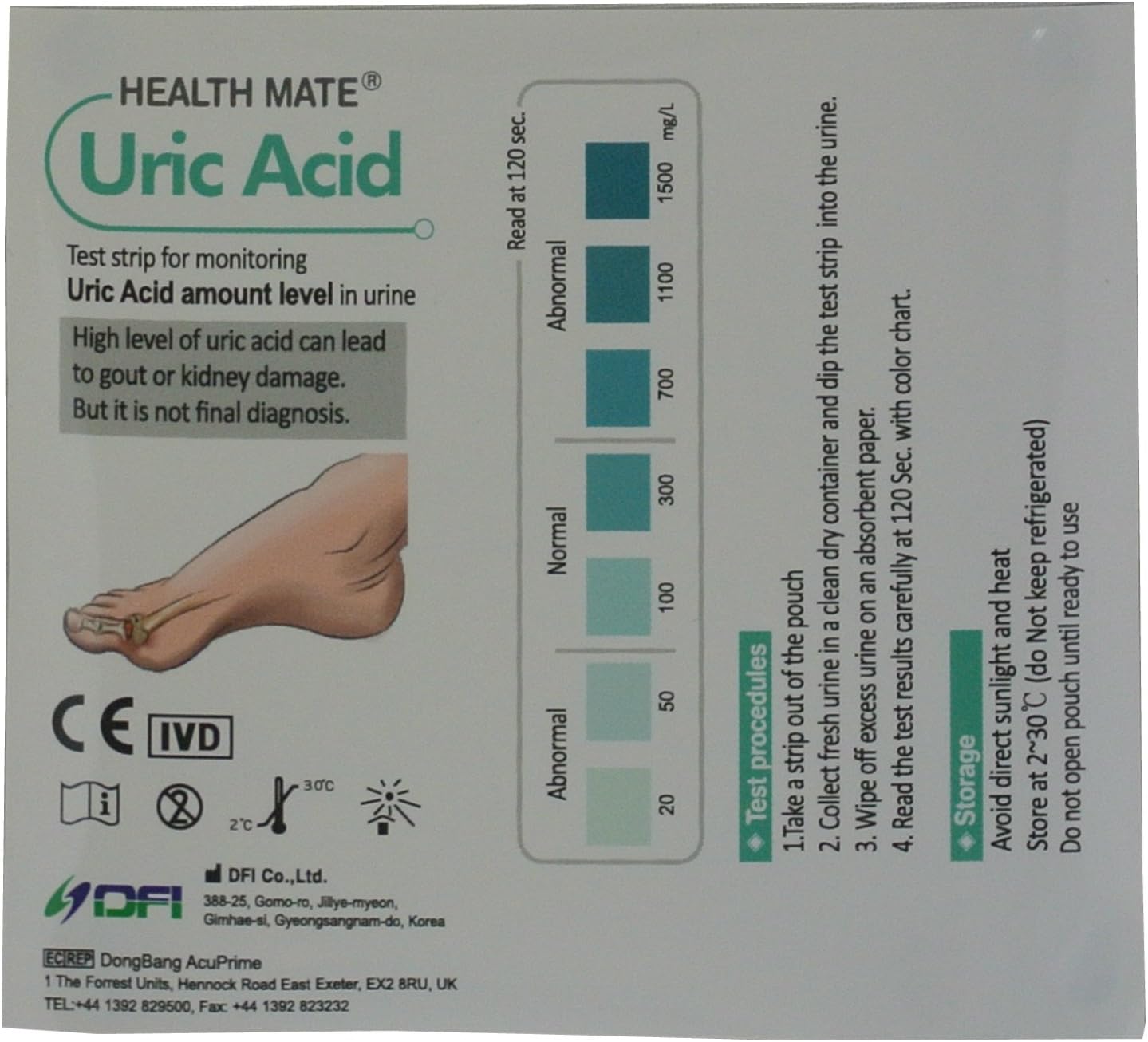 5 x GP/Professional Uric Acid Gout Urine Test Strips, White, 5 Test Strips - Image 4