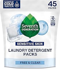 Seventh Generation Laundry Detergent Packs, Free & Clear, Made for Sensitive Skin, 45 Count