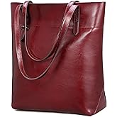 Kattee Vintage Genuine Leather Tote Shoulder Handbag for Woman with Adjustable Handles