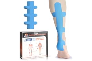 Kinesiology Tape for Achilles Tendon, KTQUICK 12 Count Achilles Tendon Tape Precut, Original Cotton Waterproof & Breathable, Enhance Elastic Kinesiology Athletic Tape for Achilles and Muscle Support