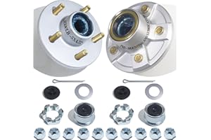 OZISENS 2 Sets Galvanized Trailer Hub Kits 5 on 4.5'' for 3500 lbs 1-1/16'' to 1-3/8'' #84 Tapered Axle, Pre-Lubricated L44649 L68149 Bearings and Grease Seal 5x4.5 Trailer Idler Hub kit