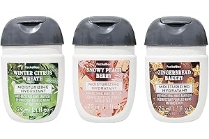Bath & Body Works Holiday Collection Pocketbac Scented Hand Sanitizer Gel 1 fl oz Each (3-Pack, Winter Citrus Wreath, Snowy P