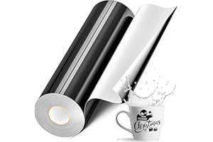 EPRCUT Black Permanent Vinyl 12" x 50FT Roll for All Cutting Machine, Outdoor Glossy Black Permanent Vinyl, Home DIY Craft St