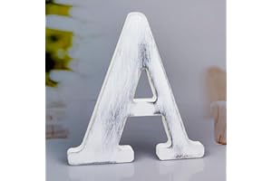 WOODOUNAI 8 Inch Rustic White Wood Letters Unfinished Wood Letters for Wall Decorative White Retro Standing Letters Sign Board Decoration for Craft Home Party Projects (A)
