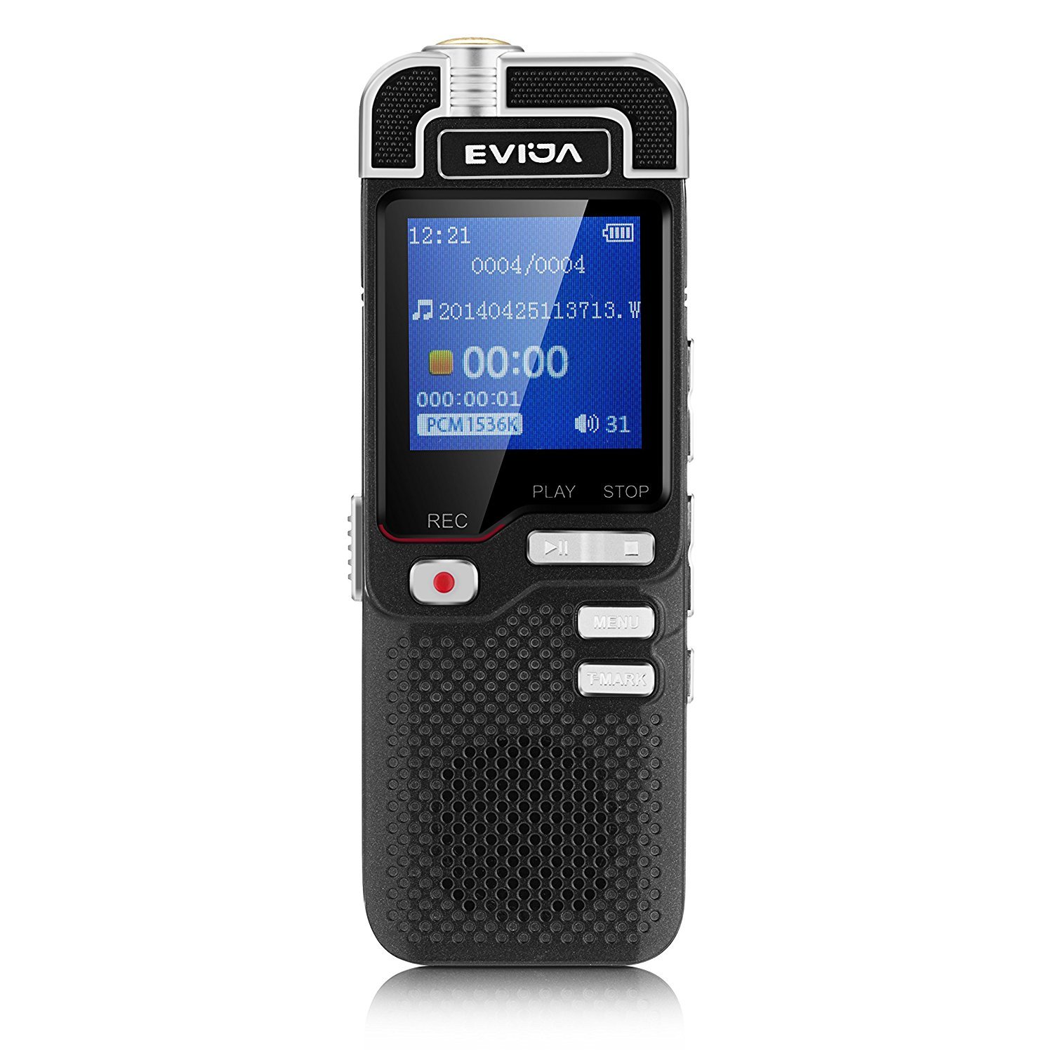 EVIDA Voice Recorder, 8GB 1536Kbps PCM Stereo Voice Activated Recorder 16 Levels Play Speed
