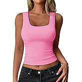 YUCOLEN Women's Double Lined Tank Top Fitted Scoop Neck Casual Basic Summer Tank Sleeveless Tops
