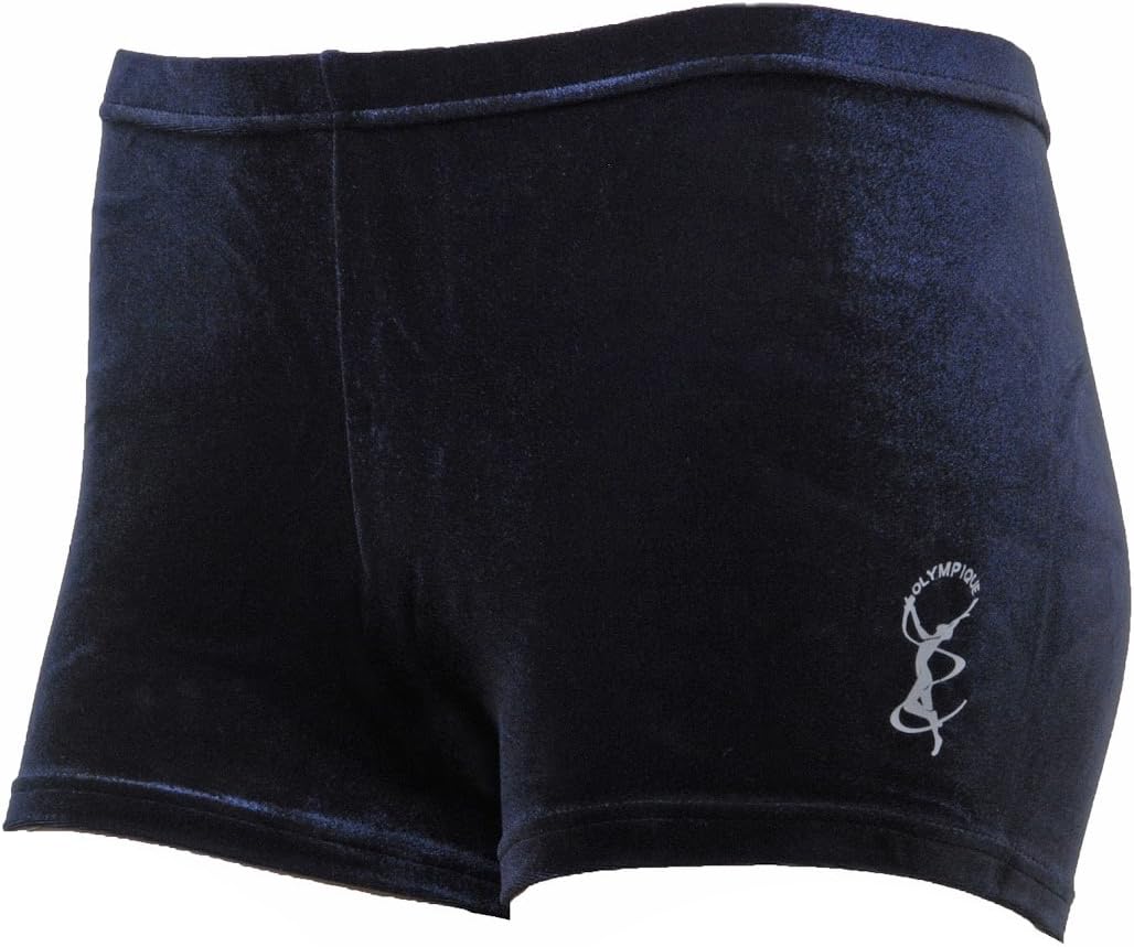 Olympique Gymnastic Shorts in Black Smooth Velvet