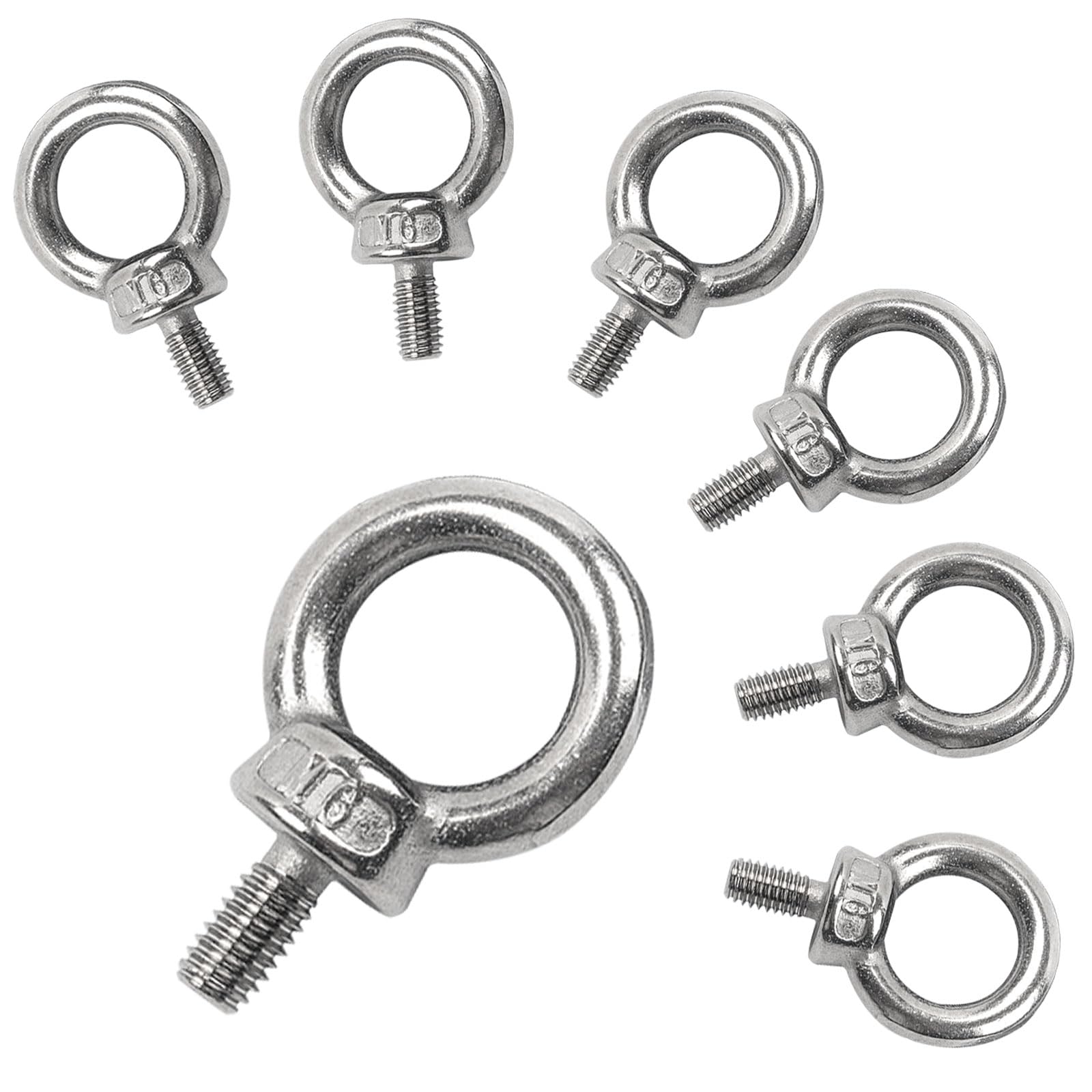 7pcs m6 eye bolt,eye screws 304 stainless steel male thread lifting ring eye bolts,eye bolts heavy duty,for living lifting and various engineering lifting equipment
