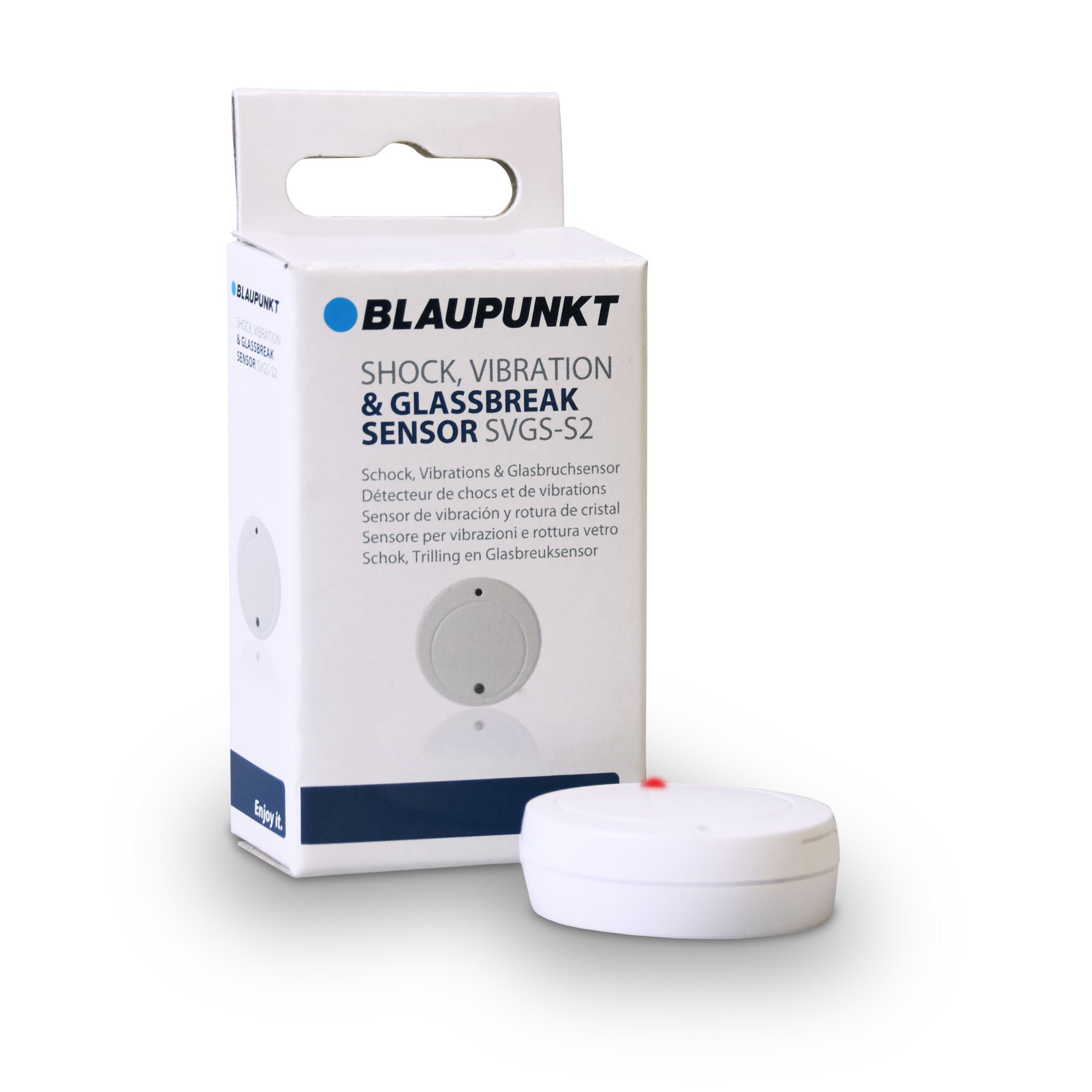 Blaupunkt SVGS-S2 Glass Break Detector for Wireless Alarm Systems Detects Vibrations and Glass Breakage, Reliably Triggers Alarm, Glass Break Sensor White