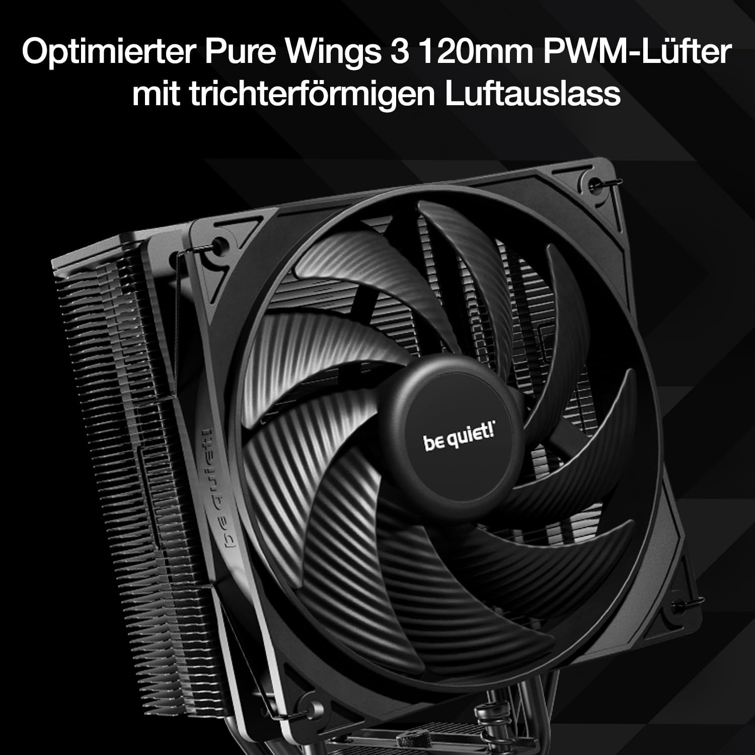 be quiet! Pure Rock 3 Black Luftkühler, sehr hohe Kühlleistung, 4 Hochleistungs-Heatpipes mit HDT-Technologie, optimierter Pure Wings 3 120mm PWM- Lüfter, vorinstallierte Montagebrücke 4