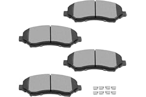 BRAKEUS D1273 Front Disc Ceramic Brake Pad Set w/Hardware For Chrysler Town & Country,For Dodge Grand Caravan/Journey/Nitro,For Jeep Liberty/Wrangler JK,For Ram C/V,For VW For Routan