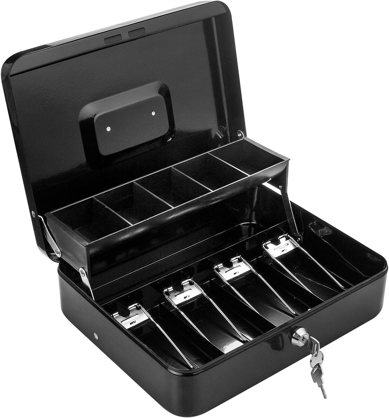 Acrux7 Cash Box, Cash Money Box with Coin Tray and Lock