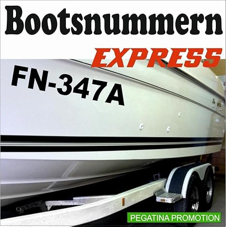 2 x Bootsnummern,UV & seewasserfest, 10 cm Höhe, Amtliche Bootskennzeichen, Aufkleber für Boote, GFK, Bootkennzeichen, Bootau