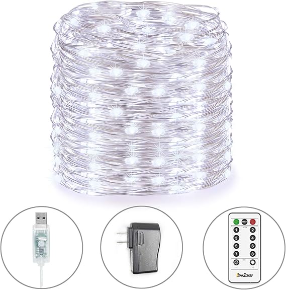 Homestarry Fairy Lights USB Plug in with Adapter 33ft String Lights