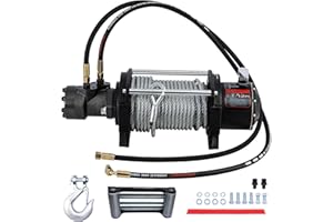 CXRCY Hydraulic Winch 2/5"x78FT Steel Cable - BMR80 Motor, 36:1 Gear Ratio - Great for Wreckers, Trailers & Vehicle Recovery（15000LBS）