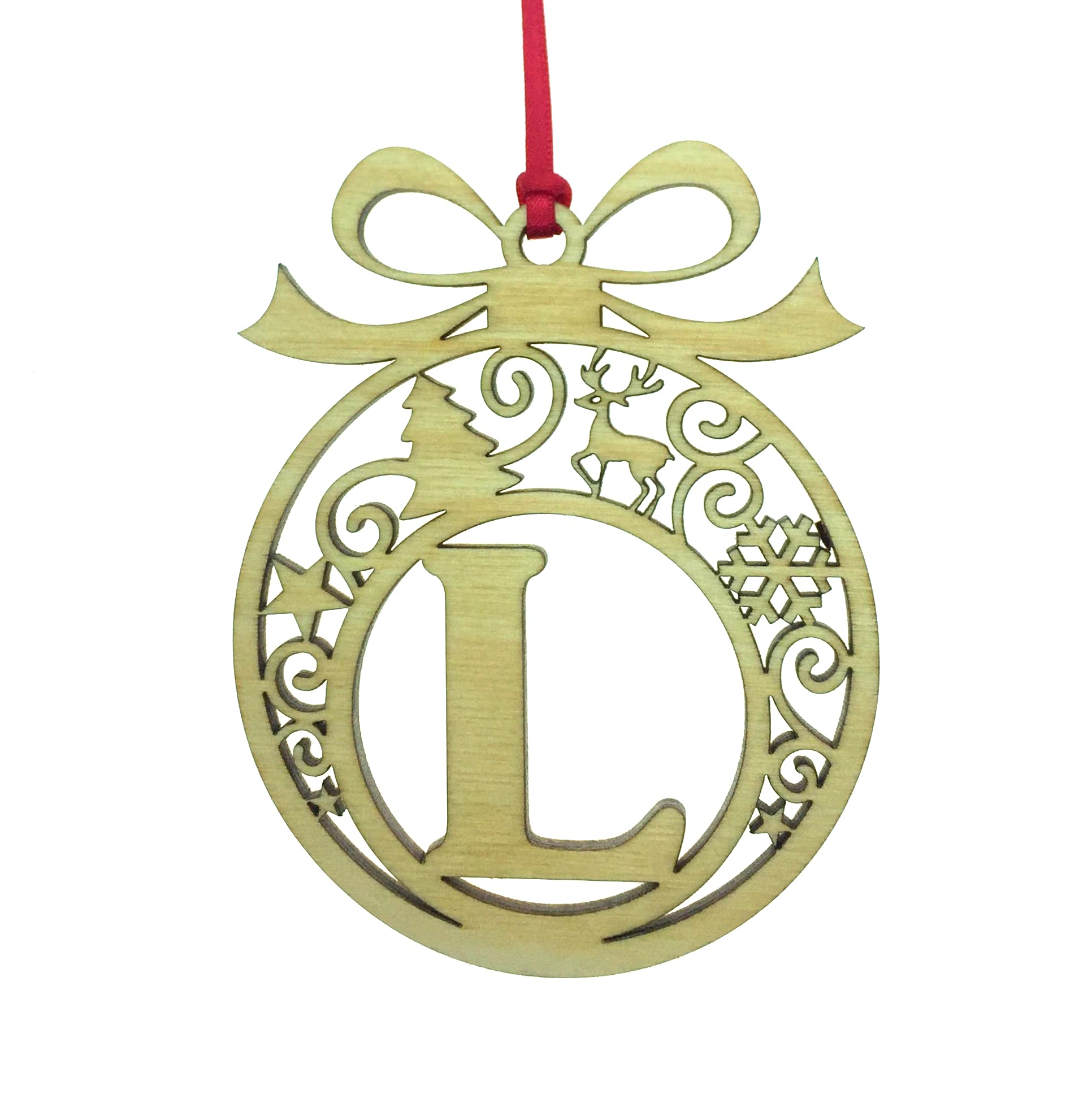 Personalised Christmas tree bauble decoration pendant ornament: Letter L — image 1