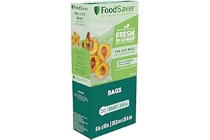 FoodSaver Precut Vacuum Sealer Bags for Airtight Food Storage and Sous Vide Cooking, BPA-Free, 1 Quart (946 mL), 20 Count