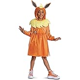Pokemon Flareon Costume Dress for Girls, Official Pokemon Outfit with Hooded Dress
