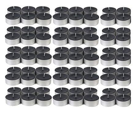 Atorakushon Smokeless Scented 80 Black Tealight t-lite Floating Candle Decorate Diwali Party