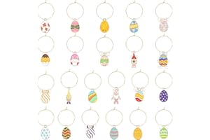OOTSR 22pcs Wine Glass Charms, Wine Glass Markers for Easter, Drink Labels of Eggs Bunny for Wine Tasting Party Decorations, 