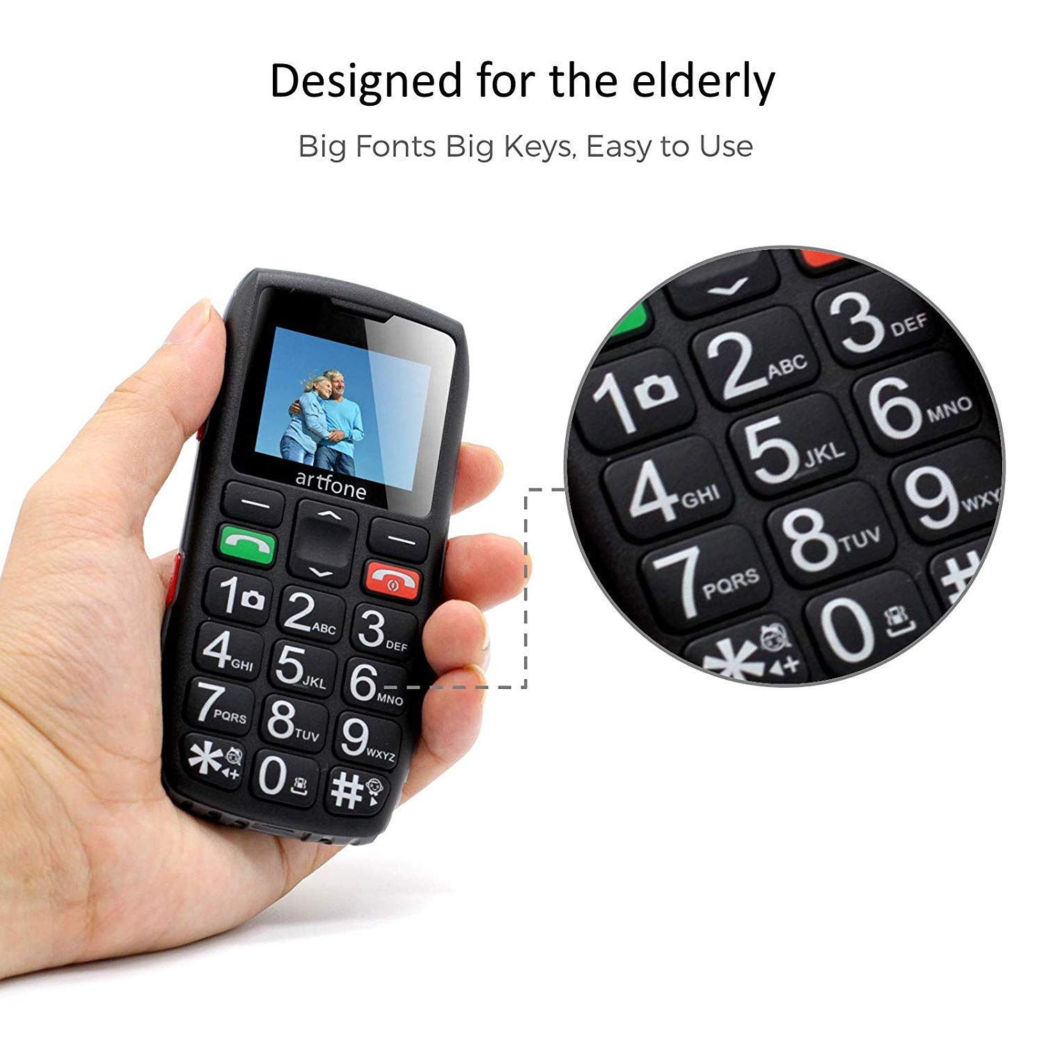 artfone C1 GSM Big Button Mobile Phones For Elderly, Senior Mobile Phone With SOS Emergency